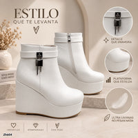 Botin blanco detalle plateado plataforma 11cm  HX3282-C1667