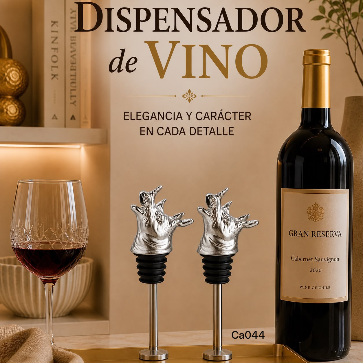 Dispensador de botellas metalico rinoceronte plateado  10.8cm* 5.5cm