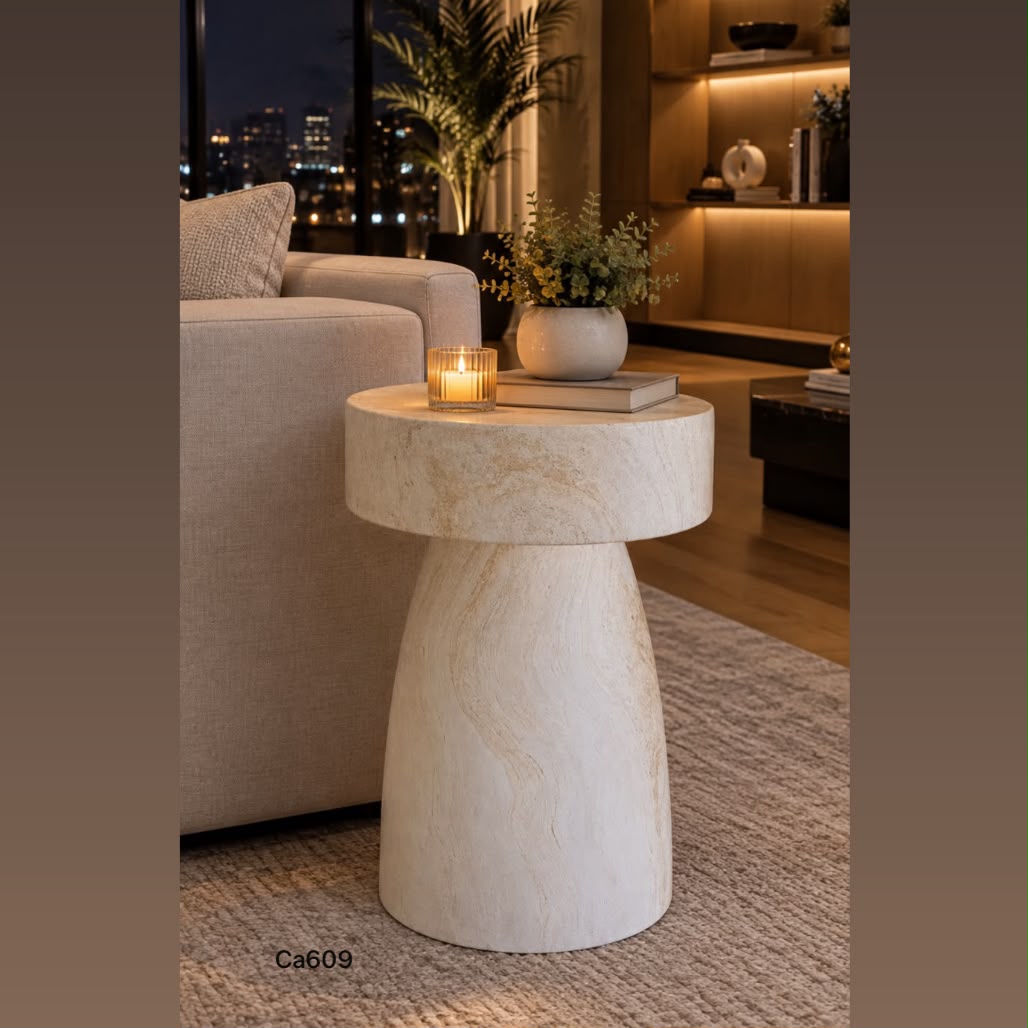 Mesa auxiliar en piedra caliza  40cm* 56cm