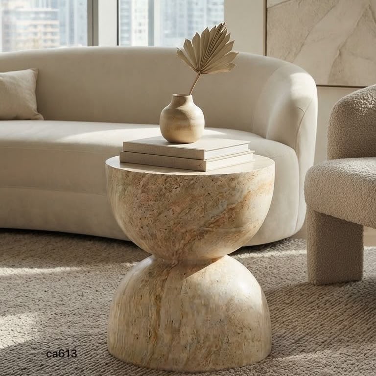Mesa auxiliar en piedra caliza   40cm* 45cm