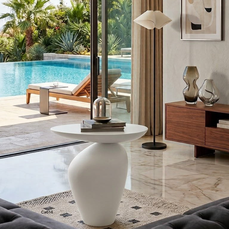 Mesa auxiliar blanco fibra de vidrio  50cm* 32cm* 50cm