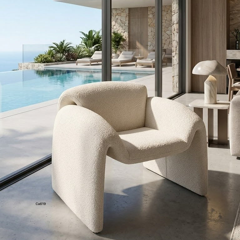 Silla moderna blanco tela boucle  98cm* 78cm* 63cm