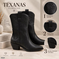 Botin texano negro tacon 6cm  HX3168-C1765