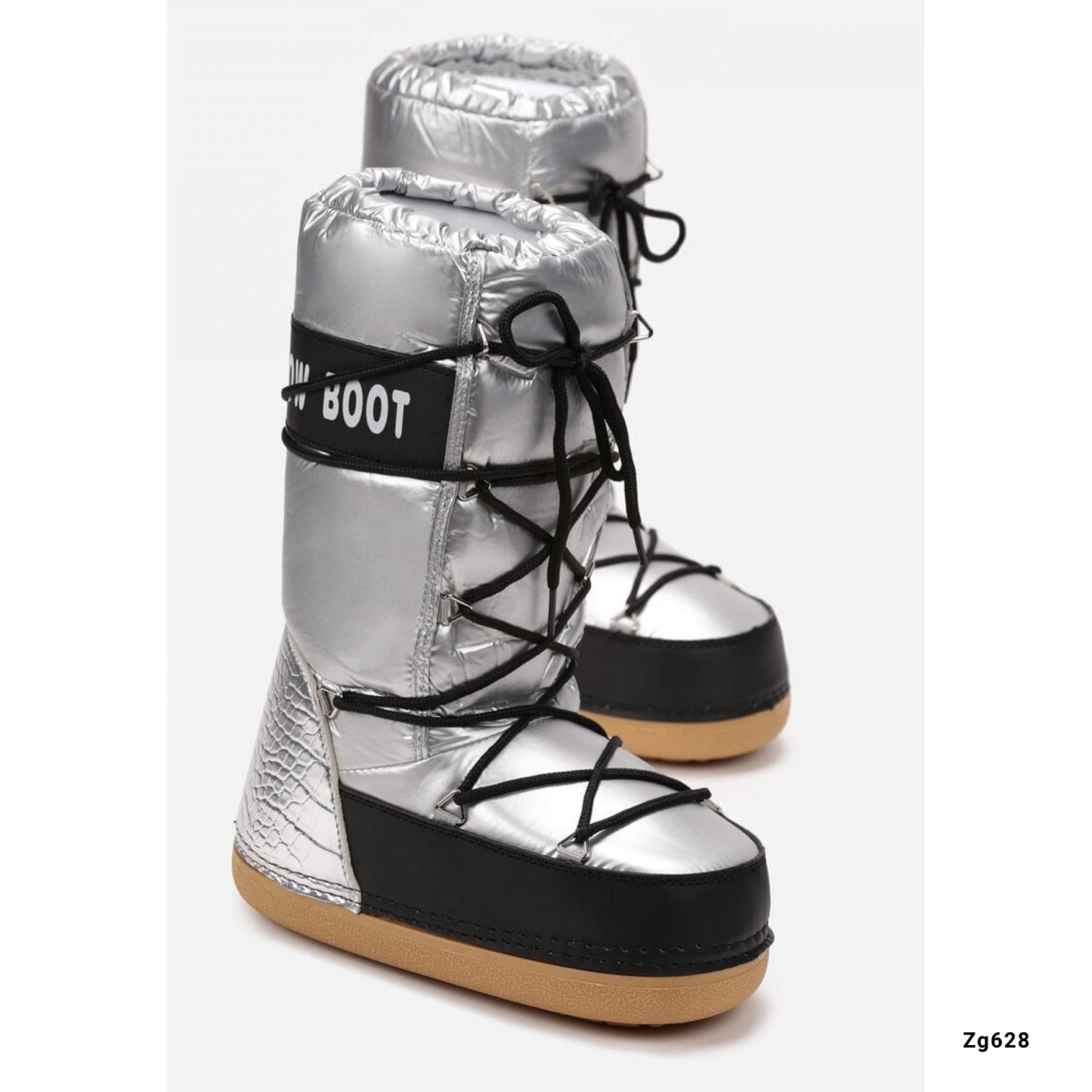 Bota plateado tipo nieve detalles negro  NB620  C-77