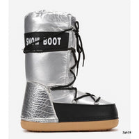 Bota plateado tipo nieve detalles negro  NB620  C-77