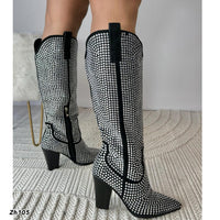 Bota texana apliques brillantes tacon 9cm  255-145