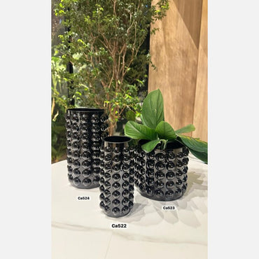 Florero negro diseño burbujas cristal  pequeño  8cm* 21,5cm