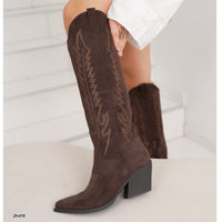 Bota texana café detalles tacon 8cm  RXJ-295  C-151