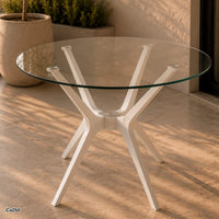 Mesa de vidrio base metalica blanca  80cm* 75cm