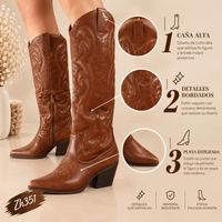 Bota texana café tacon 7cm  U8B-X20581-18  C-118