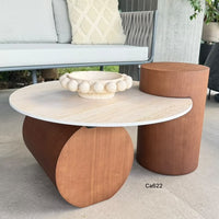 Mesa de centro travertino piedra sintetizada base madera  80cm* 35cm* 28cm