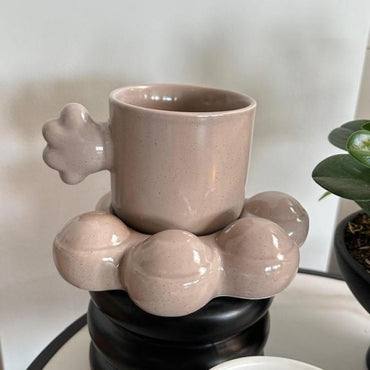 Taza plato huella gris ceramica 320ml