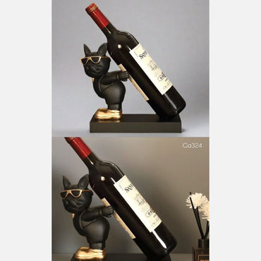 Articulo decorativo porta vino perro negro de espalda 22,5cm* 10,5cm* 20,5cm
