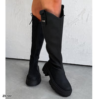 Bota caña alta negro detalle mm suela 6cm  AM7557  C-64