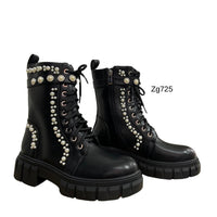 Botin negro apliques perlas suela 4cm  C-276  C-83