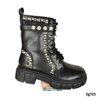 Botin negro apliques perlas suela 4cm  C-276  C-83