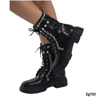 Botin negro apliques perlas suela 4cm  C-276  C-83