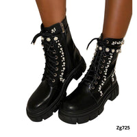 Botin negro apliques perlas suela 4cm  C-276  C-83