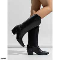 Bote texana de lluvia negro tacon 7cm   063-301