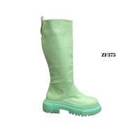 Bota caña alta verde textura suela 4cm  511  C1