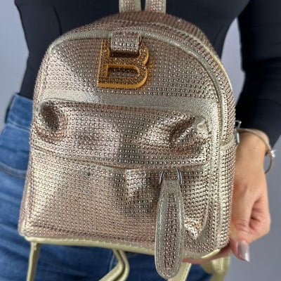 Morral dorado apliques brillantes   19cm* 20cm* 10cm   94505  C-B