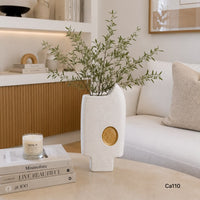 Jarron forma paleta con ojo dorado ceramica 19cm* 9.5cm* 29cm