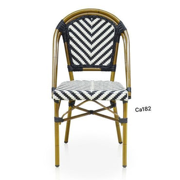 Silla de exterior tejido blanco y negro en v 70cm* 50cm* 135cm