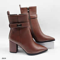 Botin café detalle plomo tacon 8cm    HX3356-B0202