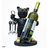 Articulo decorativo porta vino perro negro parado  21cm* 13cm* 28,5cm
