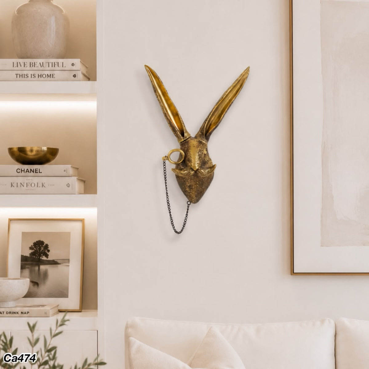 Articulo decorativo conejo dorado de pared  14cm* 10cm* 26,5cm
