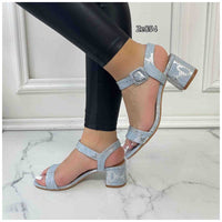 Sandalia azul textura tacon 5cm  BSZ6830   C5