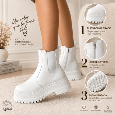 Botin blanco resorte suela 5cm  IS14-015