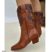 Bota texana café detalles oscuro  tacon 6cm  HX3168-C1211