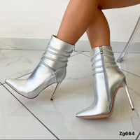Botin plateado apliques brillantes cordon tacon puntilla 11cm  BKKX8279   C-60