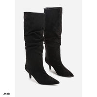 Bota caña alta negro tacon 7cm  A9811  C-141