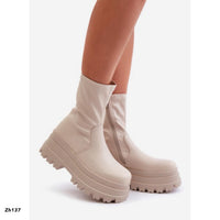Botin beige resorte plataforma 7cm   52062  C-64