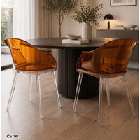 Silla naranja transparente en Plástico policarbonado  36cm* 32cm* 44cm