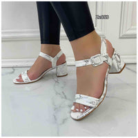 Sandalia blanca textura tacon 5cm   BSZ6830  C5