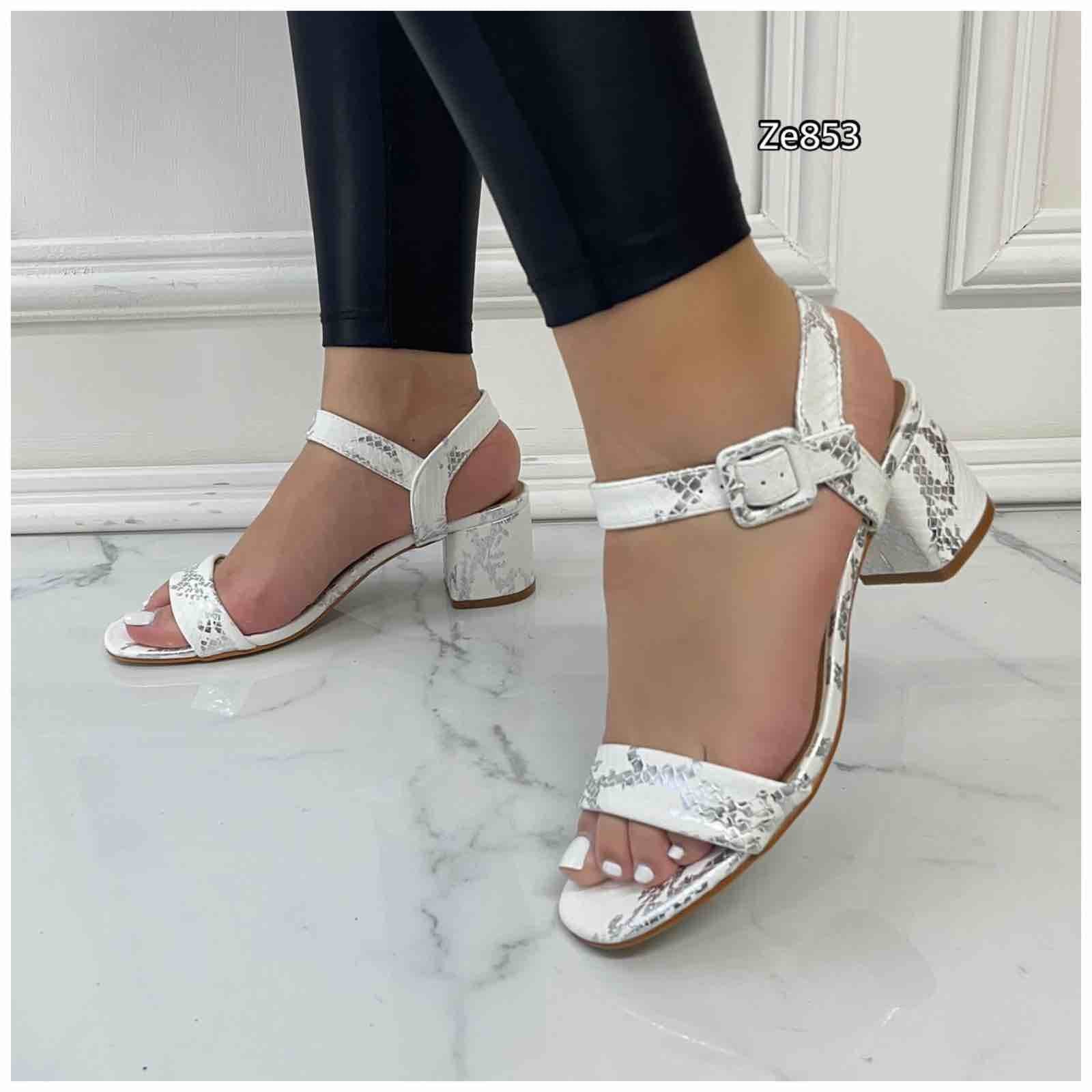 Sandalia blanca textura tacon 5cm   BSZ6830  C5