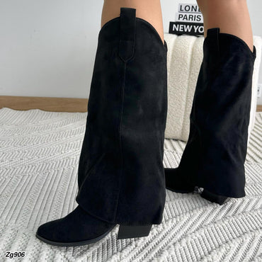 Bota texana negro doblez tacon 7cm   2P9C-X9395-31  C-24