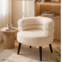 Silla poltrona boucle blanco patas negro  62cm* 52cm* 70cm