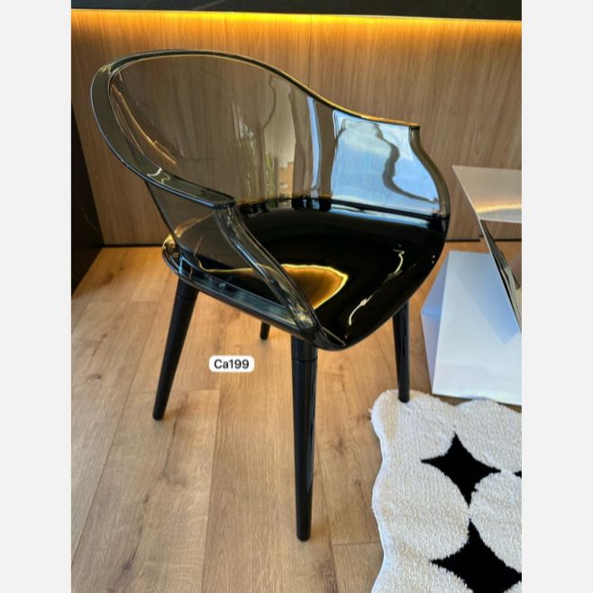 Silla negro transparente en Plástico policarbonado  36cm* 32cm* 44cm