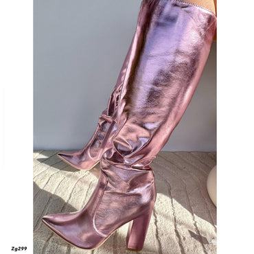 Bota caña alta rosado metalizado tacon 11cm  JRX2303  C-44