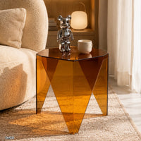 Mesa auxiliar acrílico naranja de triángulos  40cm* 40cm* 43cm