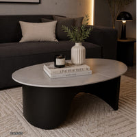 Mesa de centro piedra gris base metal negro 100cm* 60cm* 40cm