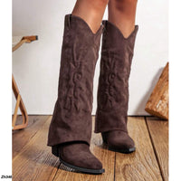 Bota texana café doblez tacon 9cm  A9835  C-122
