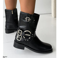 Botin negro hebillas plateado tacon 3cm  52073  C-74