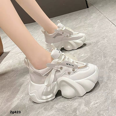 Tenis blanco detalle malla aplique plateado suela plataforma 6cm  339  C-2