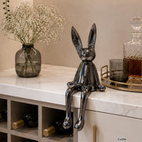Articulo decorativo conejo plateado grande  14cm* 12cm* 36cm