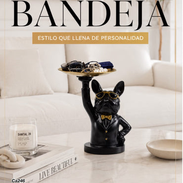Articulo decorativo perro negro mano levantada 22cm* 21cm* 16cm